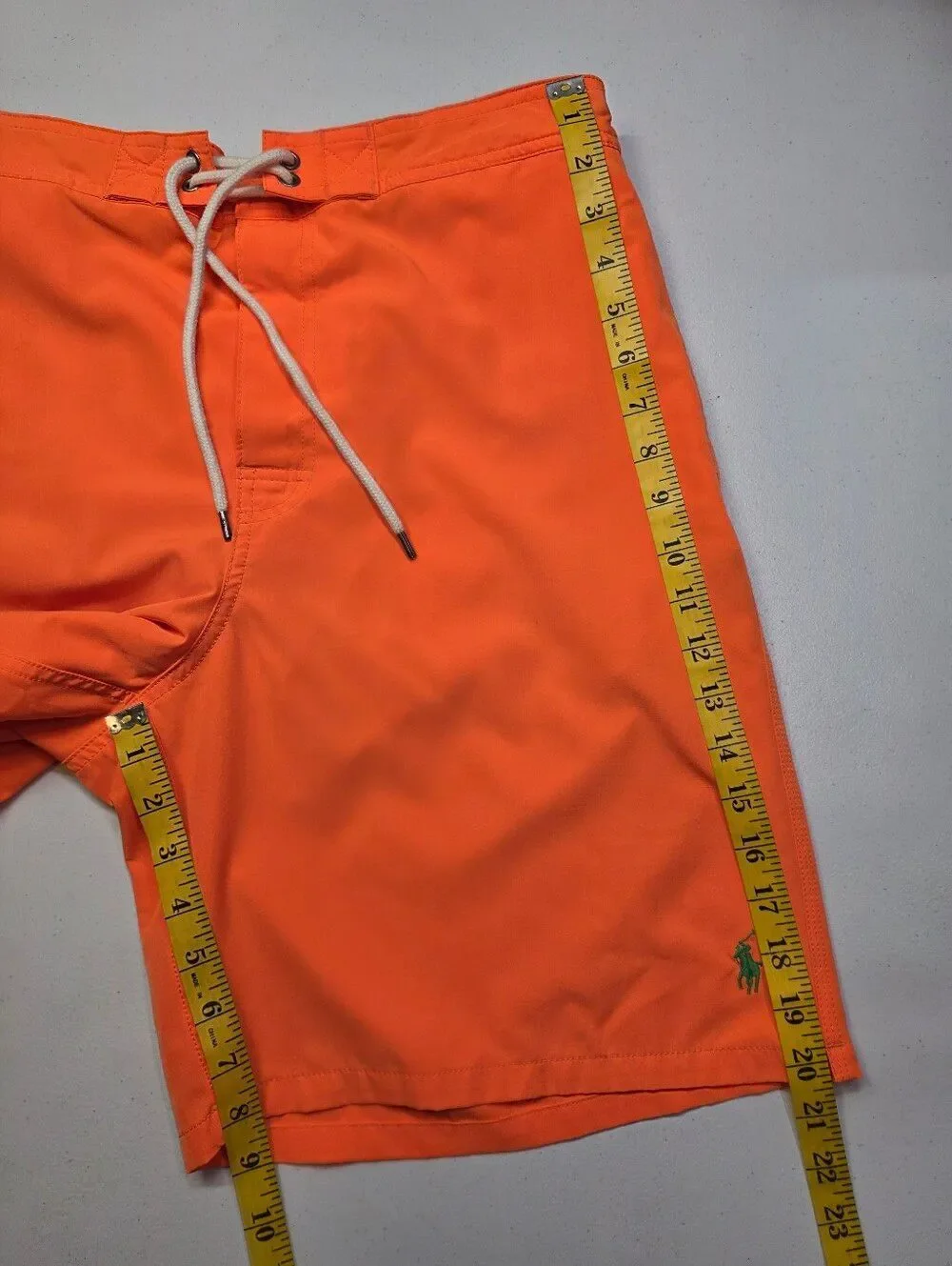Polo Ralph Lauren Neon Orange Swim Trunks with Drawstring Cargo Pocket